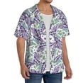 thumbnail image 2 of Kdxio Men's Hawaiian Shirt for Men Short Sleeve Shirt Lavender Flowers Summer Casual Holiday Beach Button Down T-Shirts, 2 of 7