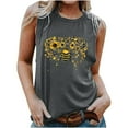 thumbnail image 2 of Fjofpr Tank Top Dress 2024 Women's New Loose Casual Fashion Crew-neck All-matching Printed Top Gray XL, 2 of 4