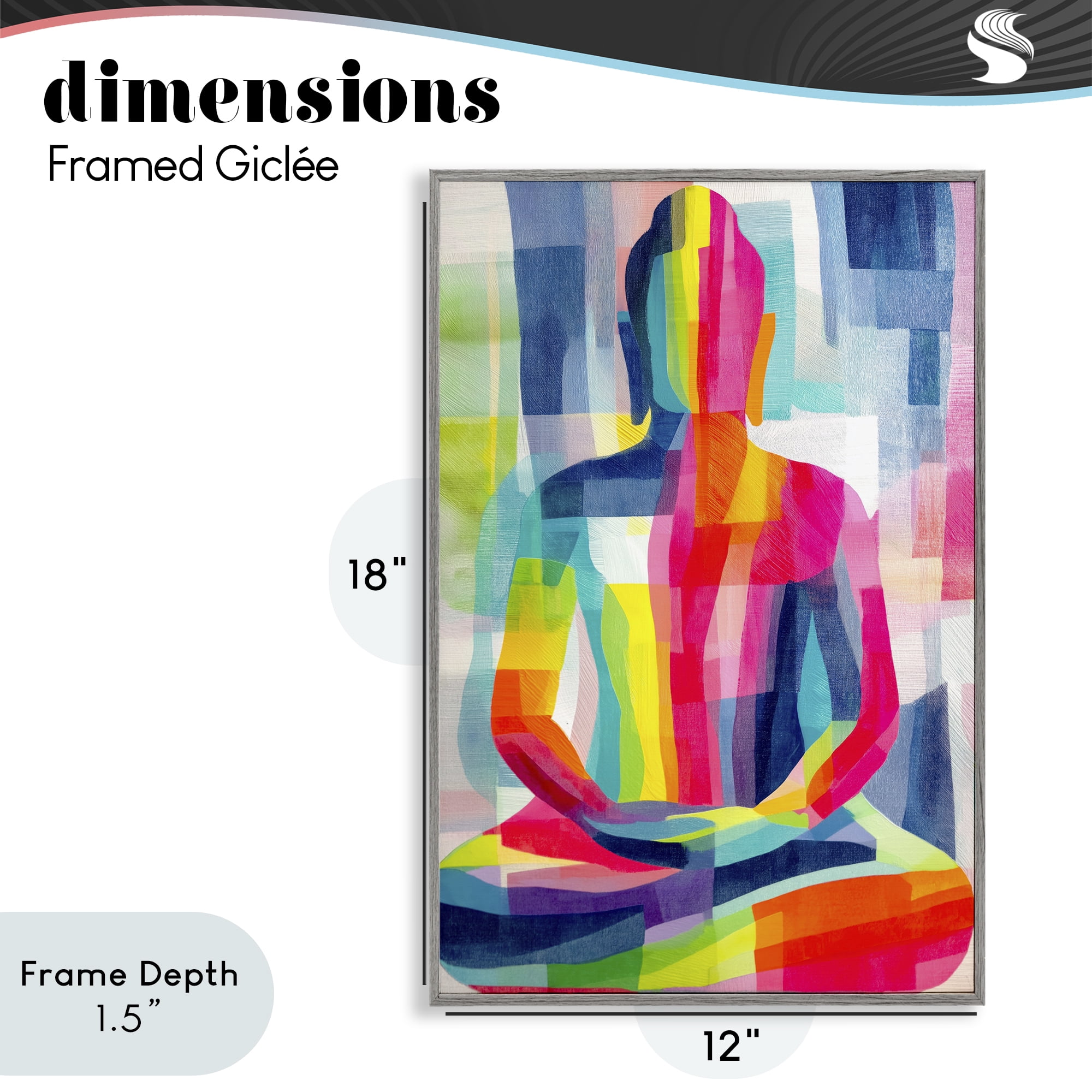 Stupell Industries Geometric Buddha In Spectrum Gray Framed Giclee Art, design by Chromatic Storm Studio