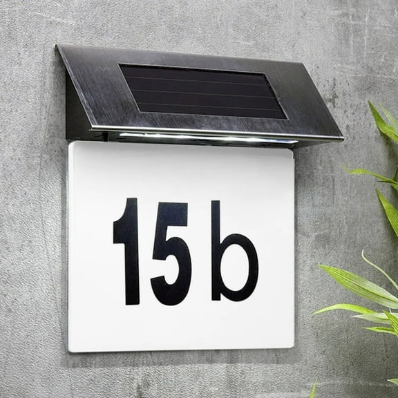 Solar House Number Sign Light, Lighted Address Numbers Outdoor, Solar Powered Illuminated Address Tablet for Outside Yard Street House, Black