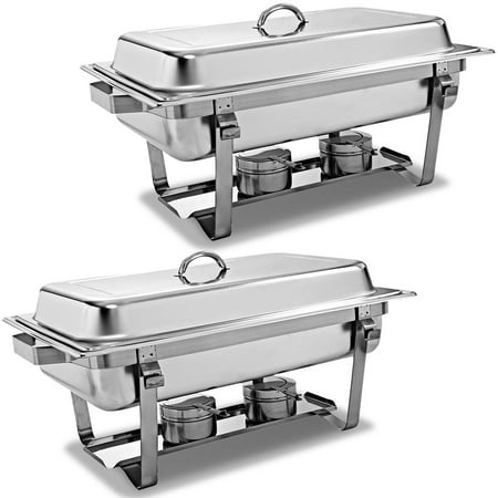 2 Packs Chafing Dish 9 Quart Stainless Steel Rectangular Chafer Full Size