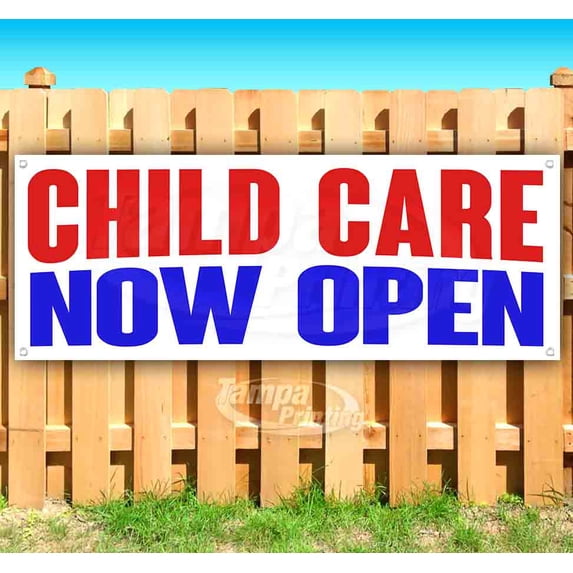 Child Care Now Open 13 oz Vinyl Banner With Metal Grommets