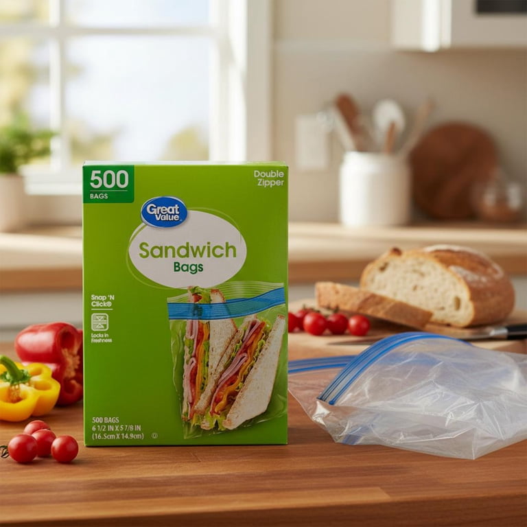 Great Value Sandwich Bags with Double Zipper, 500 Count - Walmart.com