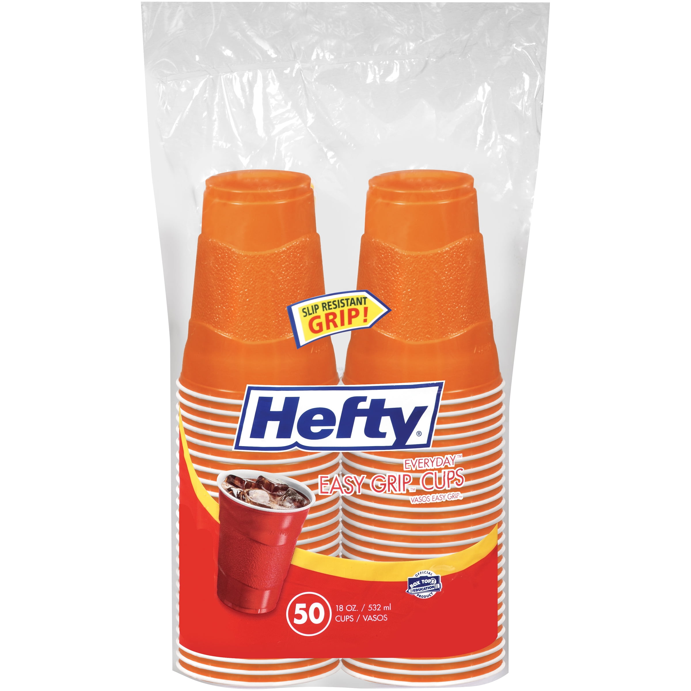 Hefty Orange Plastic Cups, 18 Ounces, 50 Count