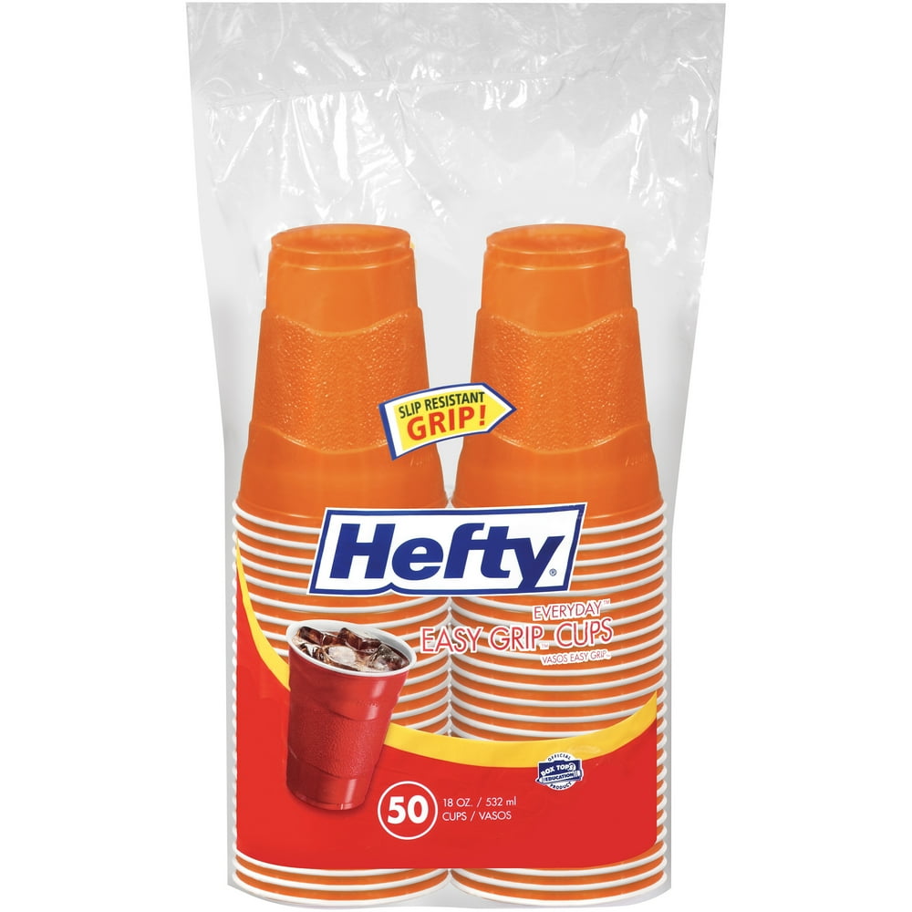 Hefty Orange Plastic Cups, 18 Ounces, 50 Count