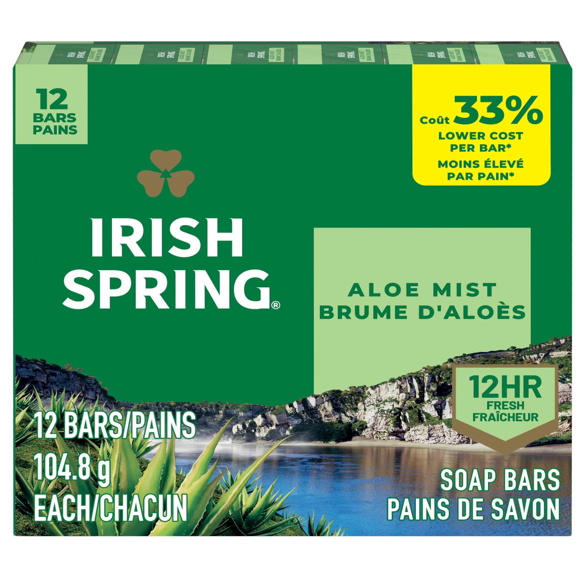 Irish Spring Bar Soap for Men, 12 HR Fresh Deodorant Soap, Original Scent, 3.7 oz Soap Bar (12 Pack)