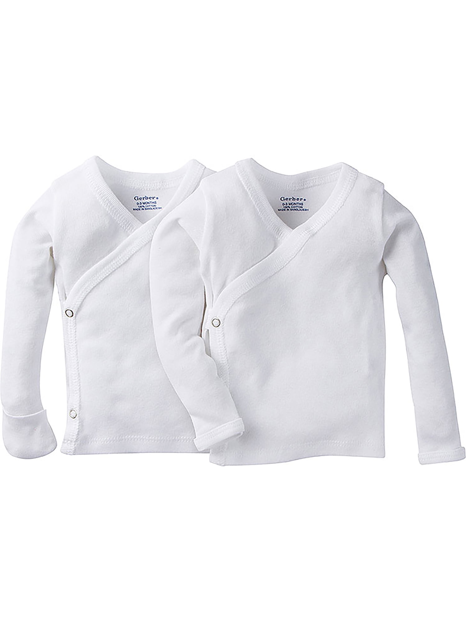 Unisex-baby 0-3 months 12 Pack Long Sleeve Side Snap Mitten Cuffs Shirt 