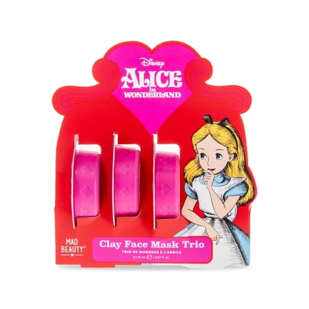 Mad Beauty Alice in Wonderland Clay Face Mask Trio, Blueberry, Raspberry, Avocado Scent, 1.52 fl oz