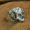 thumbnail image 3 of 925 Sterling Silver Rose Skull Ring Biker Rock Punk Jewelry TA280 US Size 11, 3 of 16
