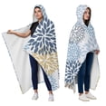 thumbnail image 2 of Wearable Blanket,Blue Floral and Petal Pattern Hooded Wearable Flannel Blanket for Adults & Teens with Buckle,Winter Poncho Shawl Wrap Cape,60"x80", 2 of 3
