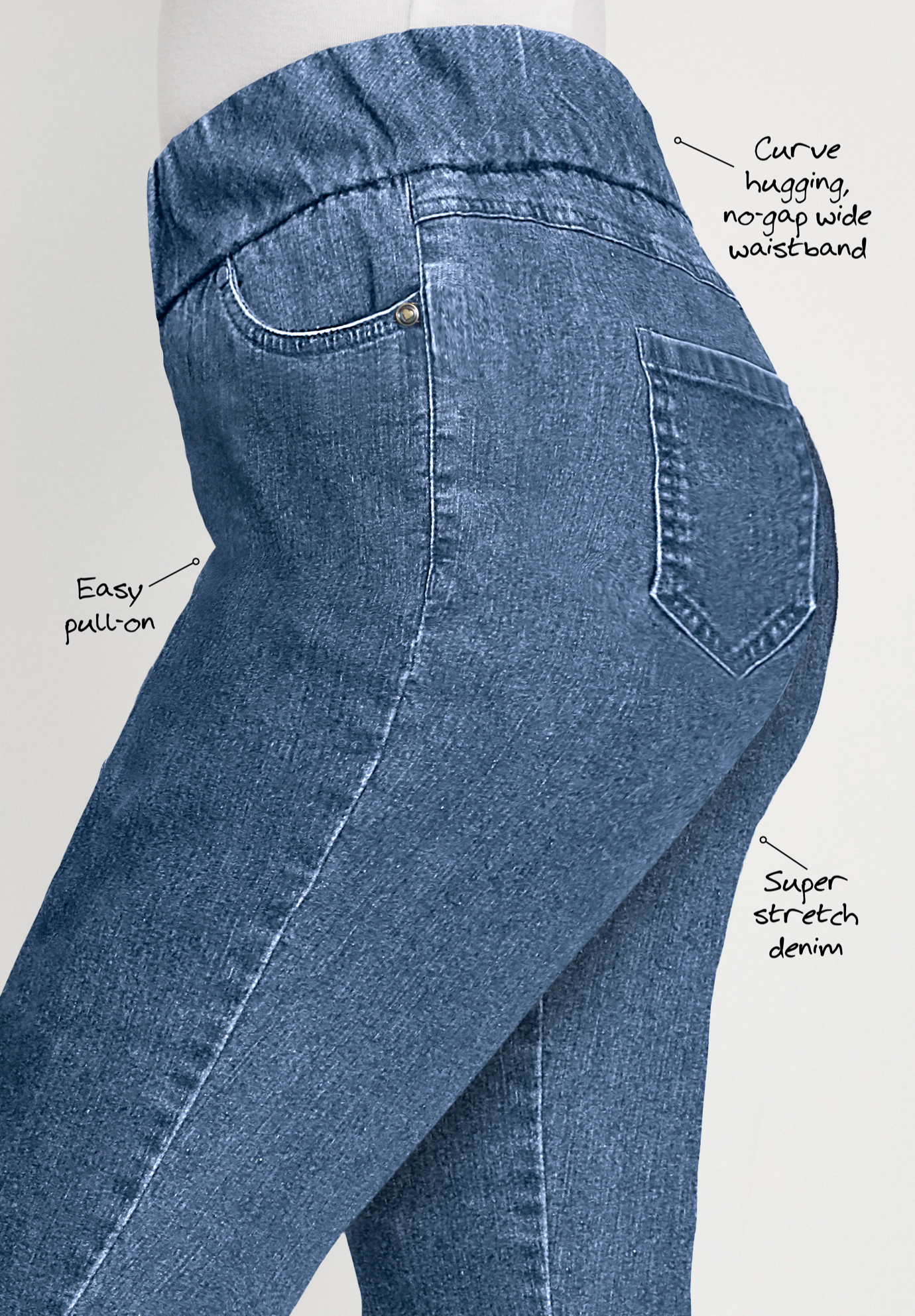 Jessica London Women's Plus Size Comfort Waist Stretch Denim Skinny Jean Pull On Stretch Denim Leggings Jeggings - image 5 of 6