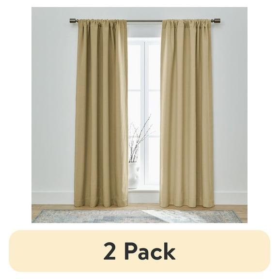 (2 pack) Better Homes & Gardens Micro Geo Blackout Woven Ladder Single Curtain Panel, 1-Piece, Brownstone, 50" W x 95" L