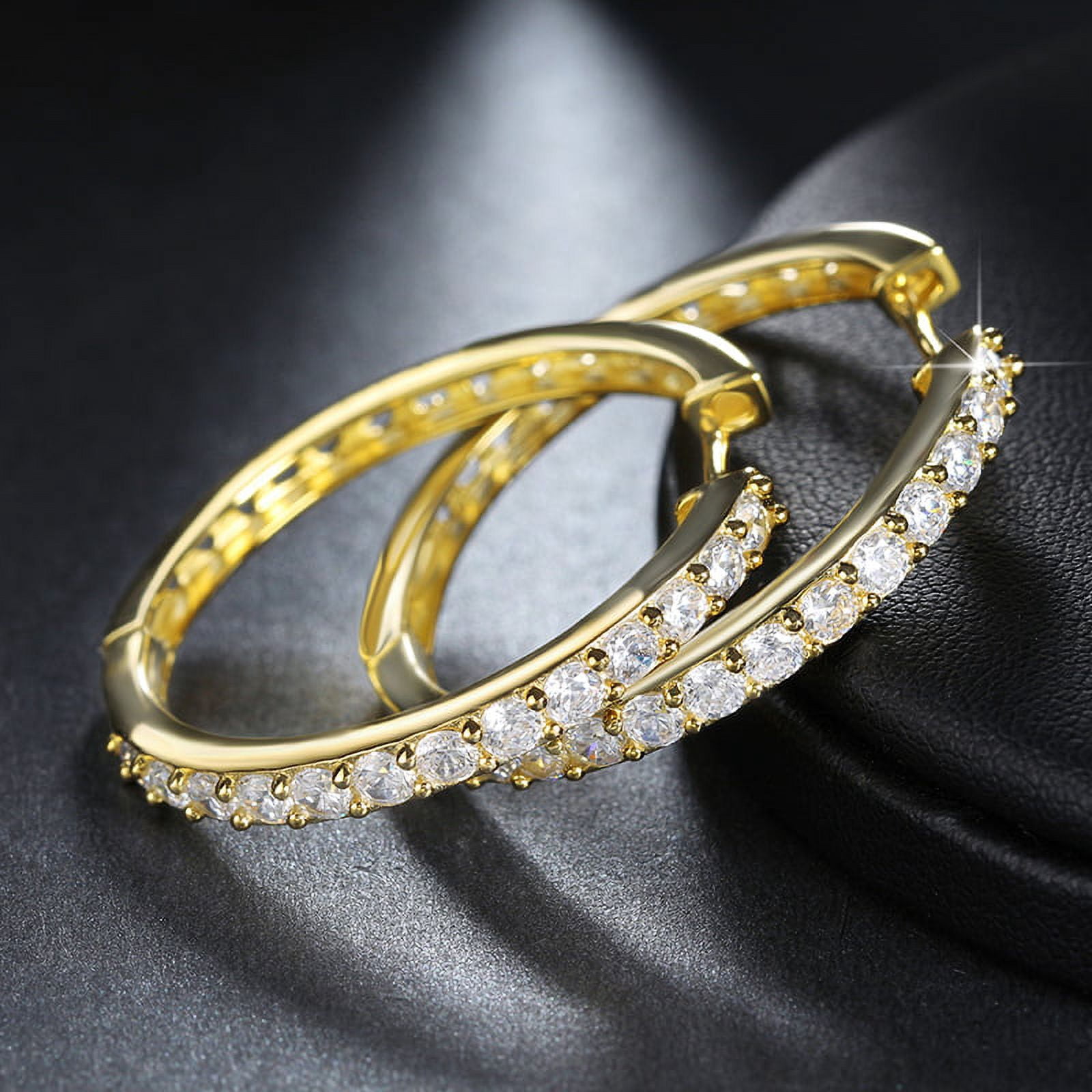 Hoop Earrings for Women Gold Plated Clear Cubic Zirconia Ginger Lyne Collection