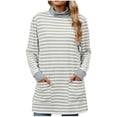 thumbnail image 2 of CLOISE Womens Blouses Fall Cute Striped Shirts Turtle Neck Long Sleeve Blouses Oversized Colorblock Tees with Pockets Flowy Clothes White S, 2 of 9