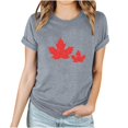 thumbnail image 1 of Fiudx Ofertas Relámpago Camiseta Básica de Verano de Manga Corta Informal para Mujer, Blusa con Estampado de Hoja de Arce Del Día de Canadá, Camiseta con Cuello Redondo, 1 of 3