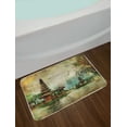 thumbnail image 2 of Gouache Bath Mat, Balinese Architecture Far Eastern History Nature Painting, Plush Bathroom Decor Mat with Non Slip Backing, 29.5" X 17.5", Dusk Pale Khaki, by Ambesonne, 2 of 2