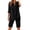 Black, variant on Women's Summer Casual Two Piece Outfit V Neck Button Down Blouse Top with High Waist Capri Shorts Loose Loungewear Sets Solid Color