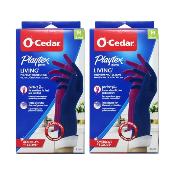 Playtex Living Gloves, Reusable Cleaning Gloves, Size Medium, 2 Pairs - 2 Pack