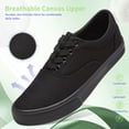 thumbnail image 3 of AOMAIS Men Fashion Canvas Sneakers Non-slip Low top Shoes Comfortable Round Toe Walking Shoes Casual Lace up Tennis Shoes(All Black US8), 3 of 9
