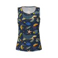 thumbnail image 3 of Picia Undersea Animals Pattern Women's Workout Tank Top,Breathable Activewear,Slim Fit Athletic Top,Versatile Workout Moisture-wicking top-Medium, 3 of 9