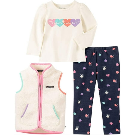 Nautica 3 Piece Sherpa Zip Vest Legging Set Assorted 5