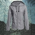 thumbnail image 2 of Prolriy Veste Imperméable pour Femmes, Manches Longues, Poches, Coupe-Vent Ample, Gris G, 2 of 7