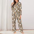 thumbnail image 2 of Gukieu Lovely Penguin Print Women's Long Sleeve Pajama Set, Button Top Elastic Pocket Pajama Pants Two Piece Set Home Wear-Large, 2 of 7