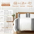 thumbnail image 6 of Farmhouse Black Bedding Duvet Cover Set Queen Size 4 Pieces White Stripes Decoration Bedding Set with Zipper Closure, 1 Comforter Cover 90x92 Inches 1 Flat Sheet & 2 Pillow Cases, 6 of 7