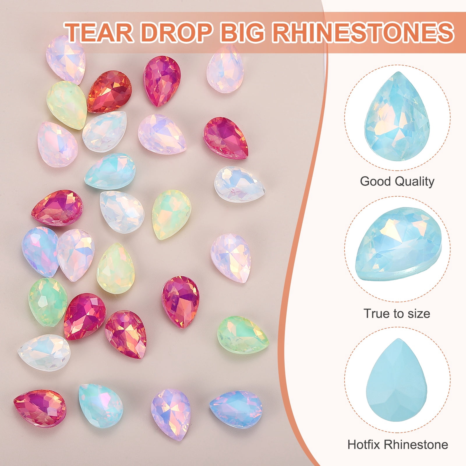 Uxcell 0.71'' x 0.51'' Tear Drop Rhinestones for Nails Pointed Back Rhinestones Setting Crystals Stone Lake Blue 112 Pcs