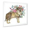 thumbnail image 2 of Designart 'Wolf With Woodland Flowers On White' Farmhouse Framed Art Print, 2 of 4