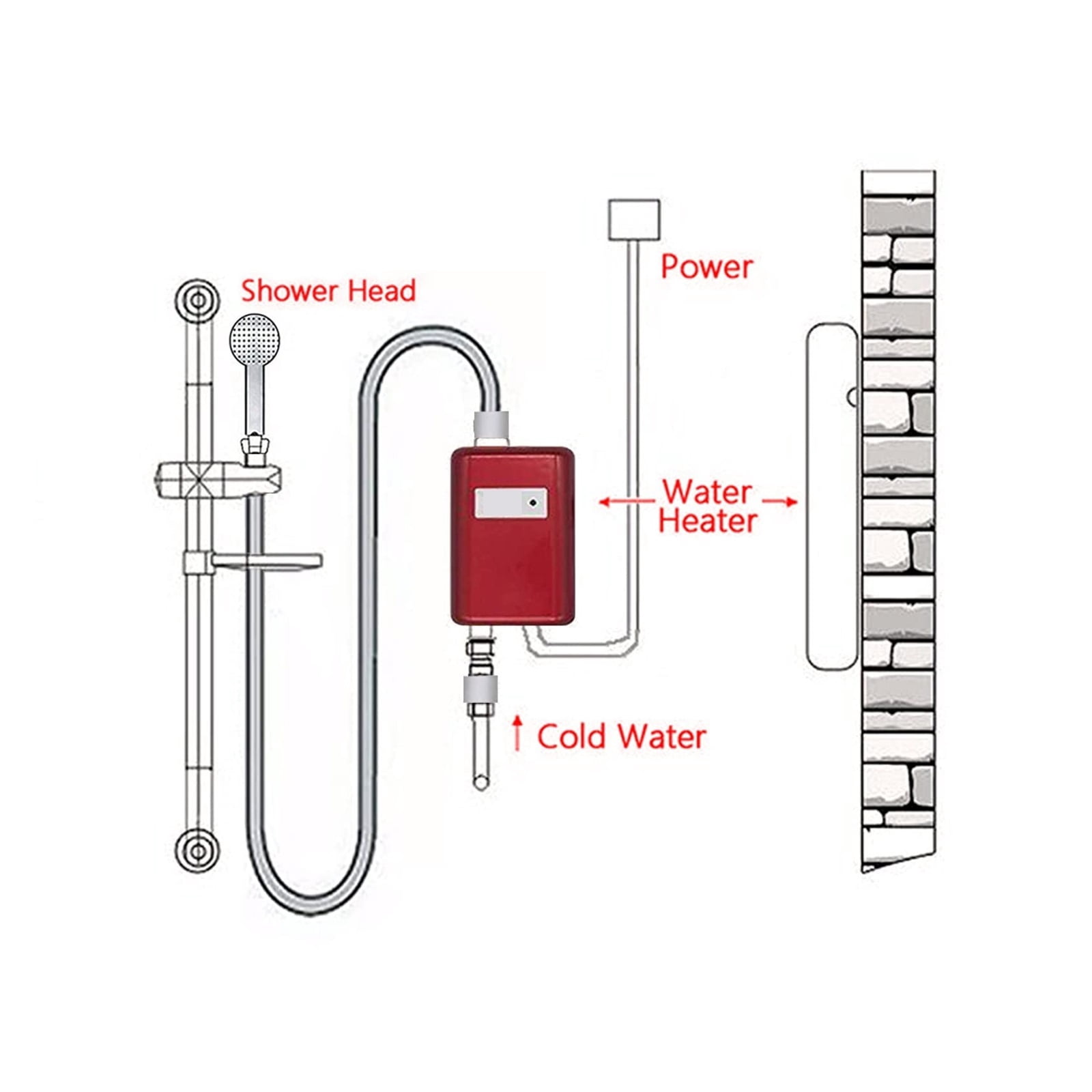 Tankless Water Heater,3000W Portable Mini Instant Electric Hot Water Heater System For Household Indoor Bathroom Kitchen Washing ,Safety Protections