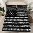 thumbnail image 2 of Homewish American Flag Print Twin Sheet Sets,Retro Rustic Camo Twin Fitted Sheet,Vintage Geometric Striped Flat Sheet For Boys Kids,Microfiber Bedroom Decor,3-Piece, 2 of 7