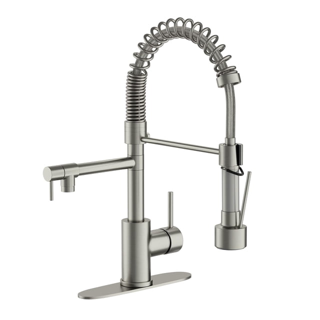 Grifo De Cocina Con Rociador Extraíble, Grifo Moderno De Una Sola Manija, Grifo De Fregadero De Cocina Con Resorte, Níquel Cepillado