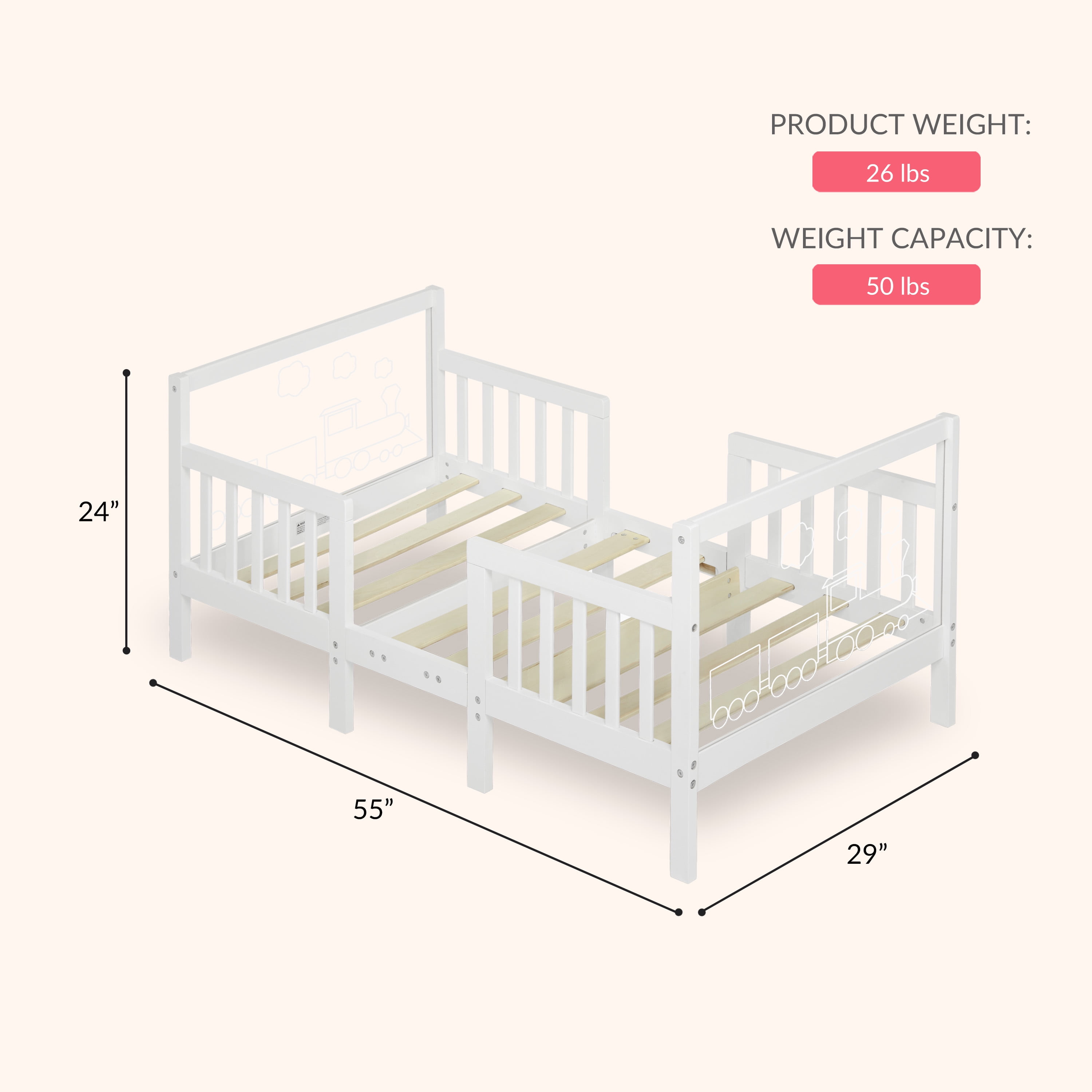 Dream On Me Polar Express Toddler Bed in White