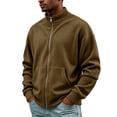 thumbnail image 3 of Mock Neck Sweatshirt for Men Corduroy Full Zip Rib-Knit Jacket with Pocket Soft Ribbed Knit Fall Winter Going Out Daily Wear Fashion Casual Work Coat, 3 of 6