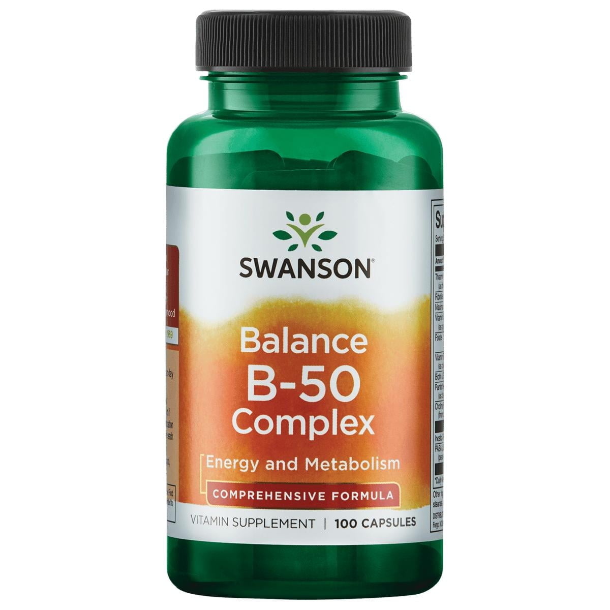Swanson B-50 Complex - Vitamin Supplement Promoting Energy & Metabolism Support - May Support Heart Health, Memory & Mood Support - (100 Capsules)