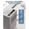 thumbnail image 4 of 10000BTU Portable Air Conditioner, 3-in-1 Remote Control AC with 24-Hour Timer, Cools Up to 450 Sq. Ft. with Fan & Dehumidifier, Sleep Mode, Auto Swing, 24H Timer, 4 of 7