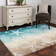 thumbnail image 4 of Marine Life Washable Area Rugs 3'x5', Starfish Shell Coral Gradient Green Brown Ocean Low Pile Throw Living Room Rug Non-Slip Sturdy Edge Binding Carpet for Indoor Entryway Bedside Kitchen, 4 of 9