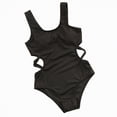 thumbnail image 4 of kpoplk Girls One Piece Swimsuits Cutout Ruffle Bathing Suit Quick Dry Beach Swimwear with Adjustable Strap 5-14 Years(Black,11-12 Y), 4 of 6