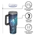 thumbnail image 4 of Thunder 40oz Tumbler with Handle and Straw, Large Capacity Travel Cup for Hot & Cold Drinks, Double Walled Vacuum Insulated Cup, Lover, Birthday, Lightening, 4 of 6