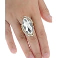 thumbnail image 2 of Women's Evening Gala Bridal Prom Wedding Fashion Stretch Ring - Elongated Oval, Clear/Gold-Tone, 2 of 3