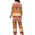 thumbnail image 2 of Renewold Cozy Long Sleeve Button Pajama Top Pants 2 Pieces Thanksgiving Turkey Pumpkins Sleepwear Pjs for Women Thermal Lounge Set Warm Nightwear Size M, 2 of 6