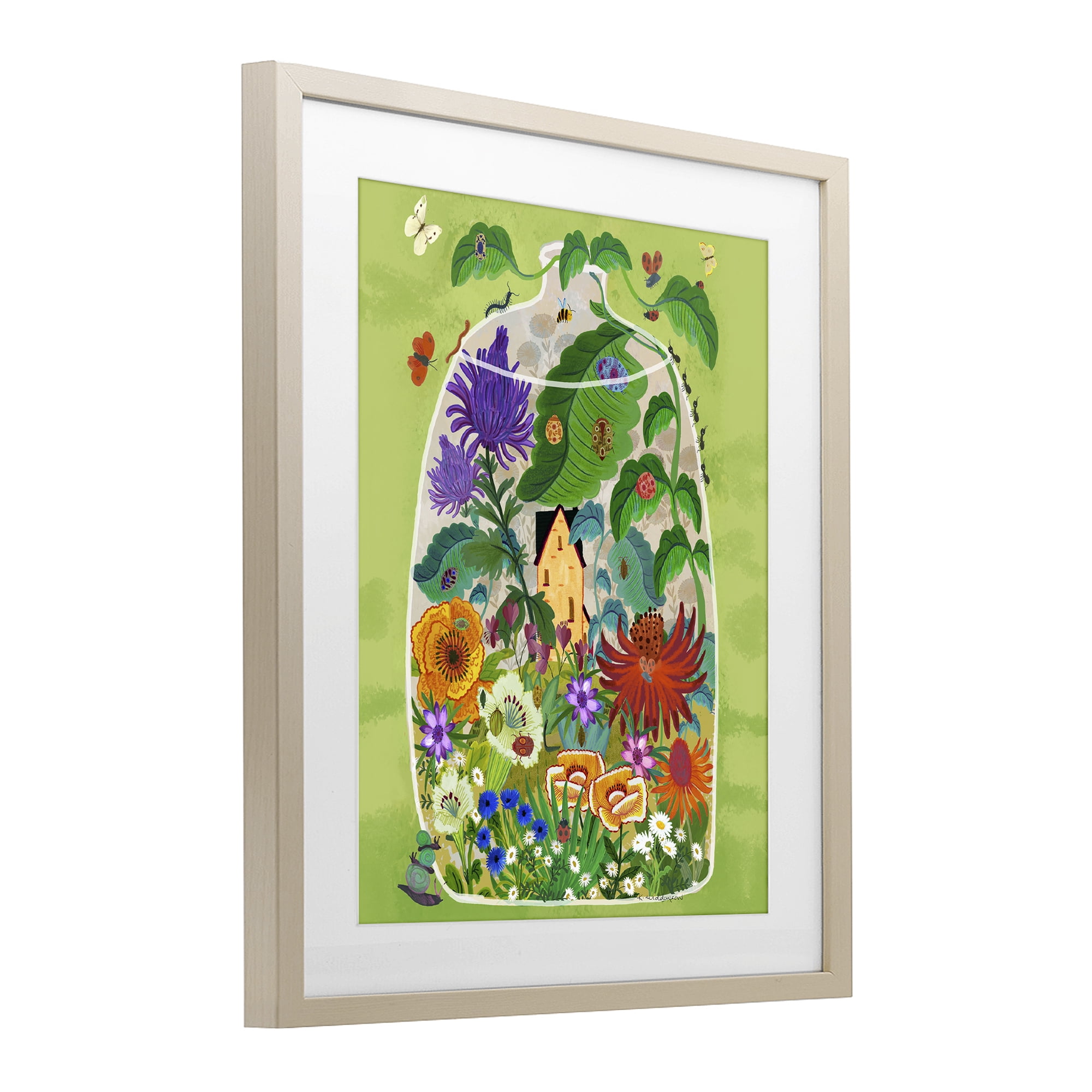 Stupell Industries Terrarium Bug Garden Birch Framed Print Under Glass, design by Kay Widdowson