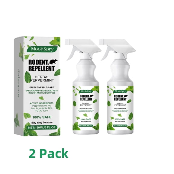 Kqiang Mint-Scented Mouse Repellent Spray, 150ml Natural Insect Spray for Rodent Control and Prevention, 2 Pack