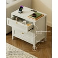 thumbnail image 5 of EYYTHUNG 3 Drawer Nightstand with Charging Station, Farmhouse Large Bedside End Table with Storage Drawers, Modern Wood Night Stand, Antique White, 5 of 6