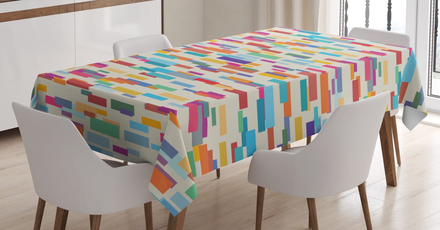 Abstract Tablecloth, Colorful Pattern with a Group of Overlapping