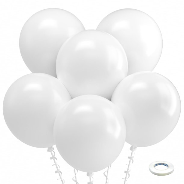 Globos Bezente de látex blancos de 18 cm, 30 unidades, para decoración de fiestas