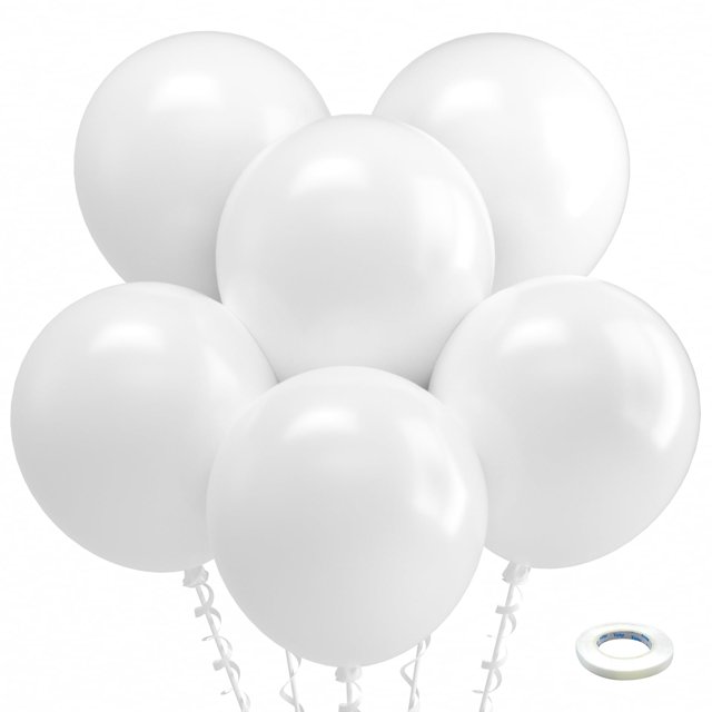 Globos Bezente de látex blancos de 18 cm, 30 unidades, para decoración de fiestas