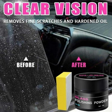 TOPRenddon Auto Glass Polishing Powder Kit – Windshield Scratch Remover, Oil Film & Water Spot Cleaner for Cars (30g   Sponge Eraser), Professional-Grade Restoration