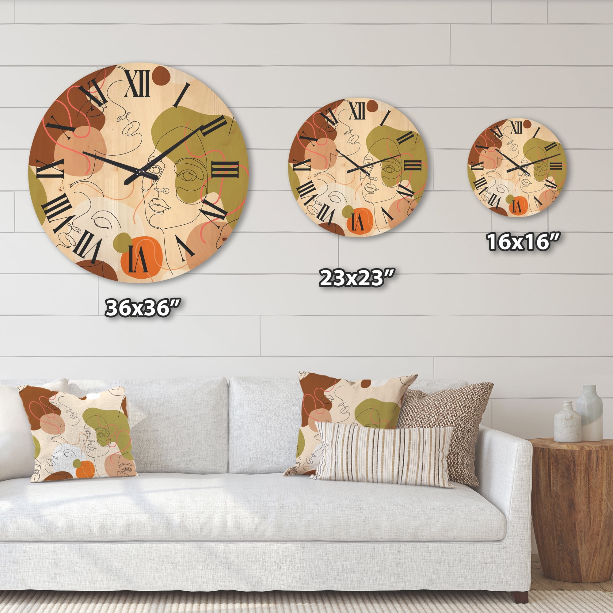 Designart 'One Line Portrait of Afro American Women VII' Modern Wood Wall Clock